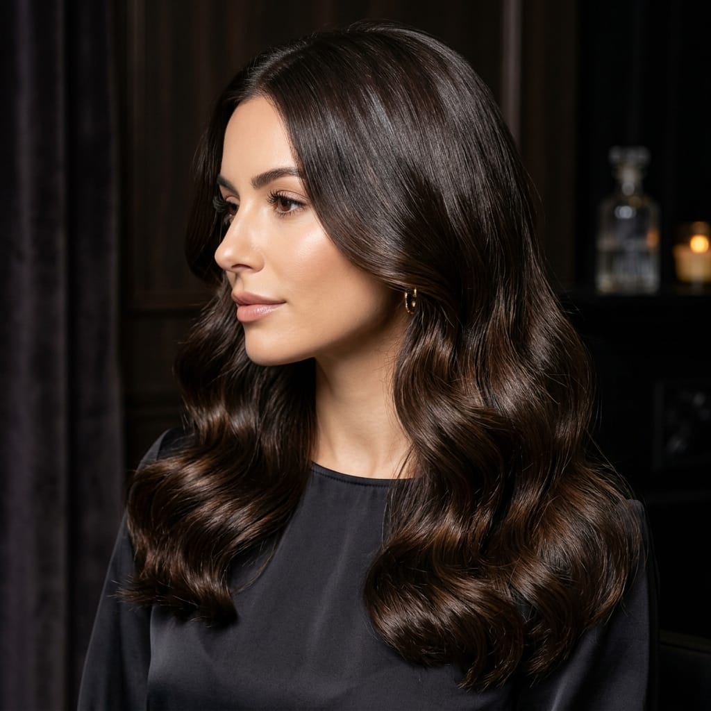 Cabelo brilhante após tratamento de hidratação profunda